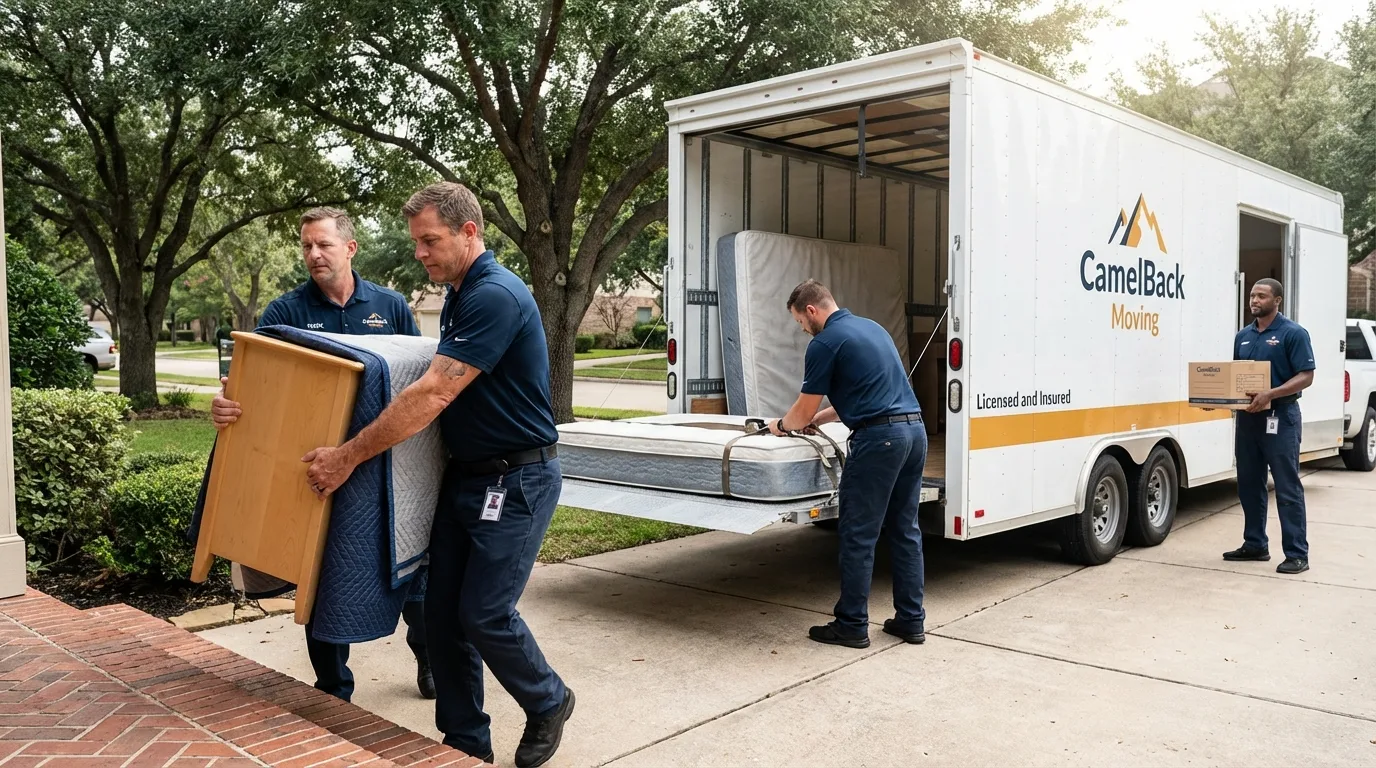 Crew loading residential truck for cross-state move from Fontana, CA